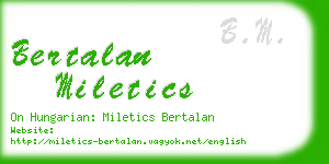 bertalan miletics business card